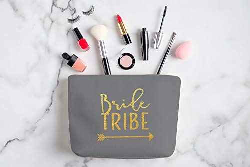 Heather & Willow 6-Piece Bride Tribe Makeup Clutch Set Grey – Bridesmaid & Bride Gift Bags