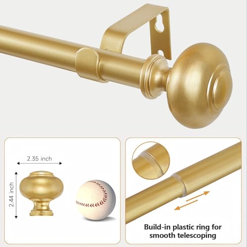 Gold Heavy Duty 1-Inch Adjustable Curtain Rod, 32-60 Inch