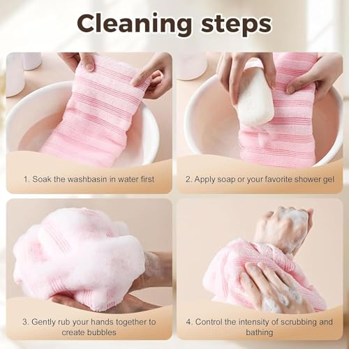 2-Pack Exfoliating Shower Towels for Body & Face – Double-Sided Loofahs, Deep Scrub, Long Bath Cloths for All Skin Types