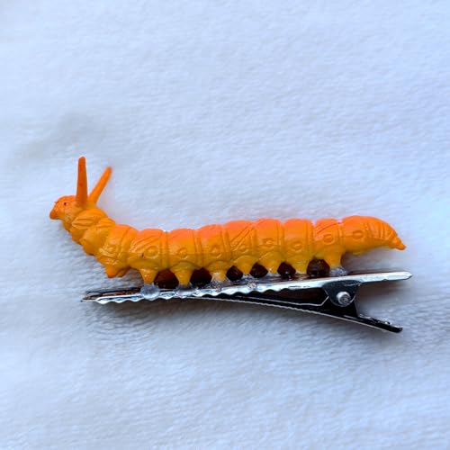 12Pcs Halloween Caterpillar Hair Clips - Hand Painted Resin Bug Hair Pins