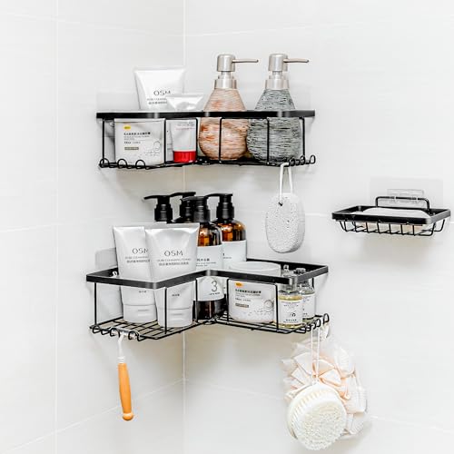 Rustproof Stainless Steel Corner Shower Caddy Organizer - Heavy Duty 3-Tier Bath Storage