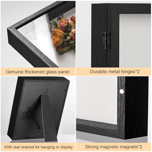 5x7 Black Deep Shadow Box Frame with Magnetic Closure & Stand