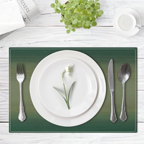 Emvency Geometric Striped Placemats Set of 4 - 12x18 Inch Sage Green