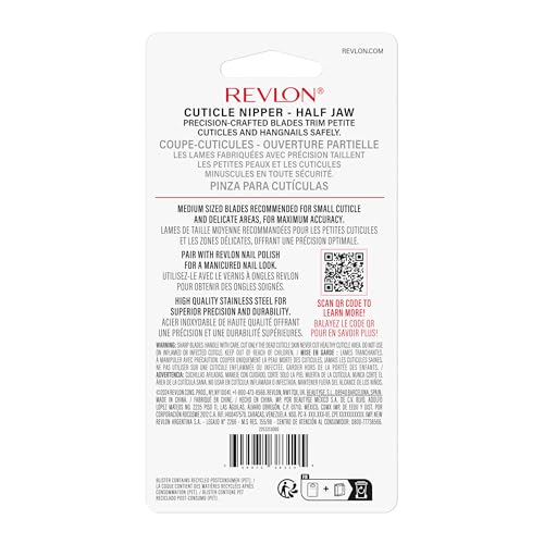 Revlon Half Jaw Cuticle Nipper - Stainless Steel Professional Nail Tool