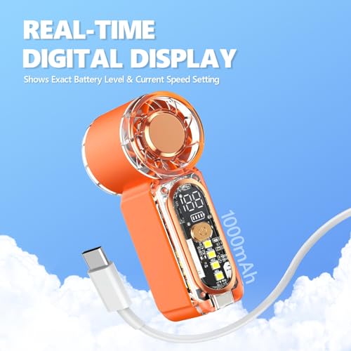 Portable Mini Handheld Fan with 100 Adjustable Speeds - USB-C Rechargeable, Lightweight & Travel-Friendly