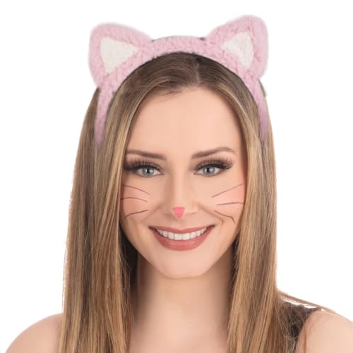 Huachi Plush Cat Ears Headband - 2 Pack for Makeup & Spa