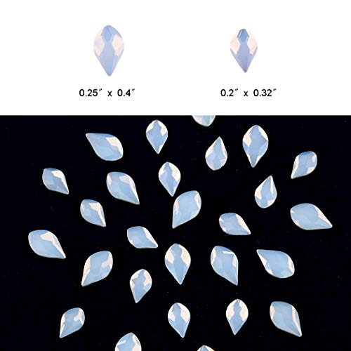 Tisslan White Opal Flame & Round Flatback Rhinestone Nail Art Set (530pcs)
