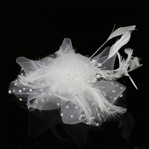 C01-White Flapper Headband - Elegant 1920s Headpiece for Tea Parties