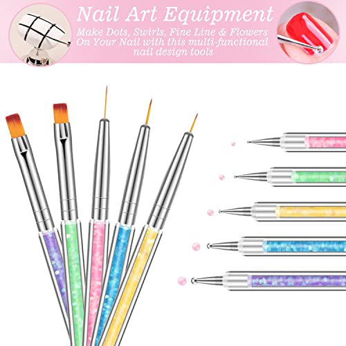 BESARME 6-Piece Resin Nail Art Palette Set with 5 Brushes