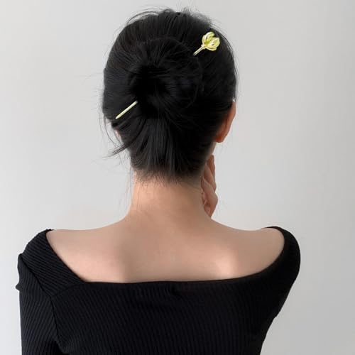 Milovgvset 4PCS Gold Lotus Hair Sticks for Buns Vintage Chinese Hairpins Women Girls