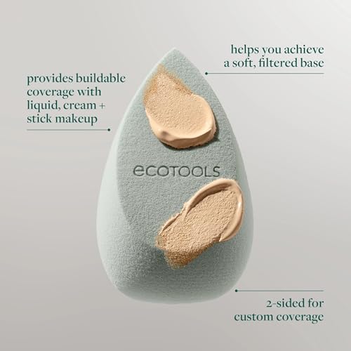 EcoTools Blurring Blender Makeup Sponge Duo - 2-Sided Latex-Free Sponges for Liquid & Cream Makeup