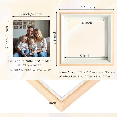 5x5 Double Hinged Picture Frame with Real Glass - Vertical Display