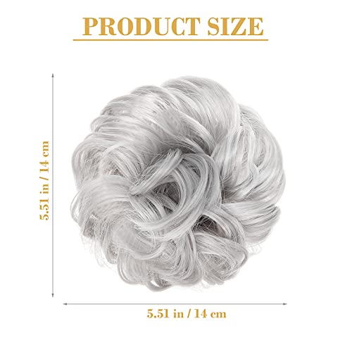 Pwsap Grey Curly Bun Extension Hairpiece - Voluminous Updo