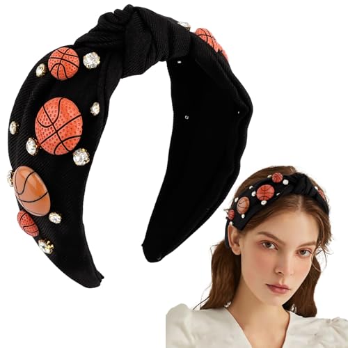 Hapdoo Black Rhinestone Basketball Headband - Sporty Glam Hair Accessory for Fans