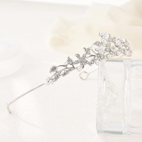 Rhinestone Pearl Tiaras and Crowns for Women and Flower Girls - Bridal Prom Hair Accessories