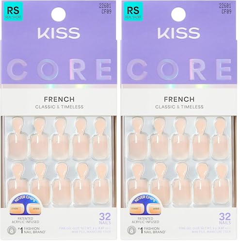 KISS Press On Nails - Your Moment - Real Short, Squoval Shape, Pack of 2