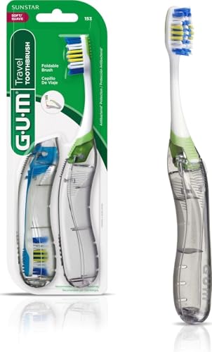 GUM Folding Travel Toothbrush - Soft Bristles, 2 Pack