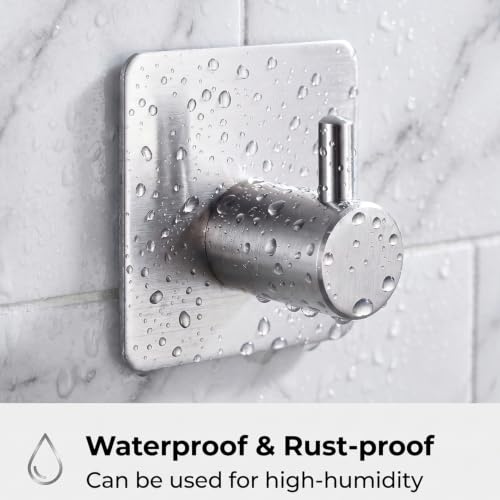 Heavy Duty Adhesive Wall Hooks - 15lbs Capacity, No Drill, 6 Pack