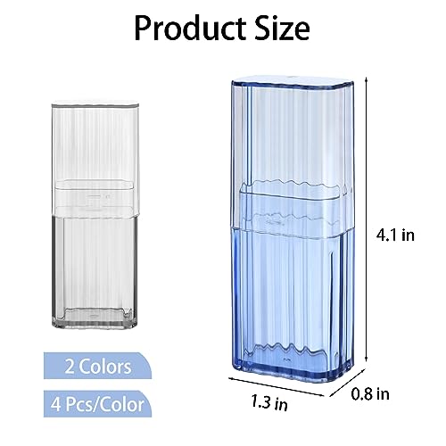 Mini Portable Dental Floss Storage Box Set - Transparent & Blue Cases for Small Items