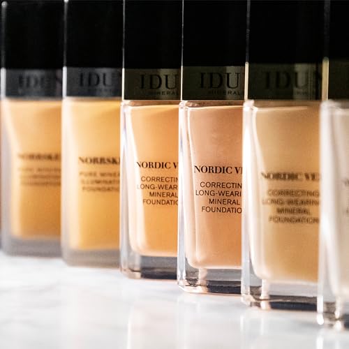 IDUN Minerals Nordic Veil Foundation Warm Medium 0.88 oz - Full Coverage, Long Lasting, Sensitive Skin Safe