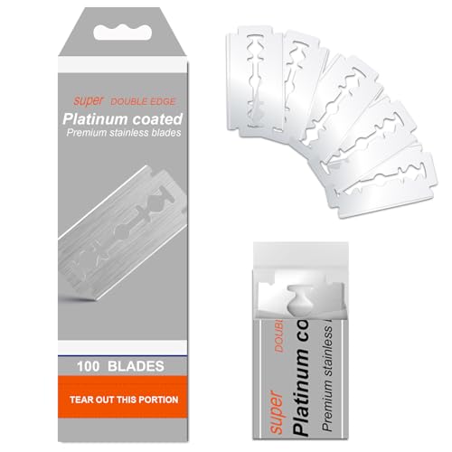 THURLADY 100 Count Platinum Coated Double Edge Safety Razor Blades - Sharp & Skin-Friendly, Compatible with All Standard Razors