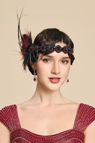 BABEYOND 1920s Flapper Feather Headband - Vintage Gatsby Hair Accessory