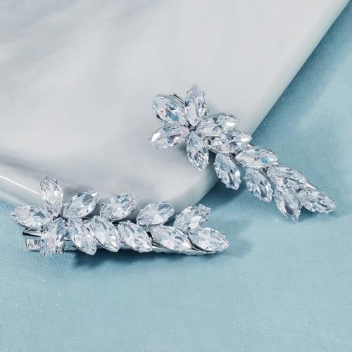 LLSME 2Pcs Sparkly Crystal Hair Clips BF - Rhinestone Duckbill Hair Pins