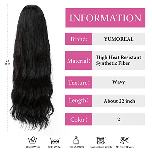 YUMOREAL Off Black 22 Inch Synthetic Drawstring Ponytail Hair Extension for Women