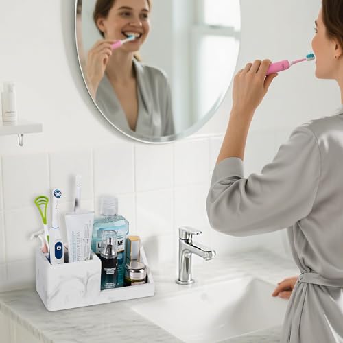 Diatomite Toothbrush Holder - Quick Dry Marble White Bathroom Organizer
