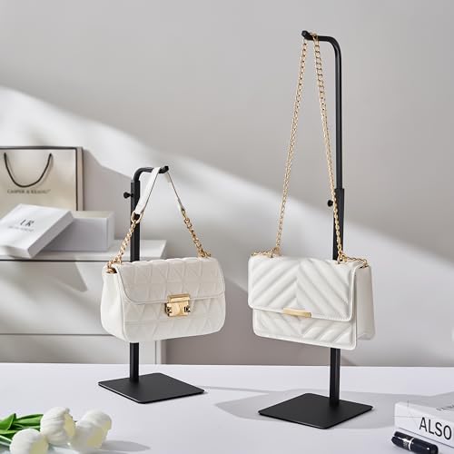 Adjustable Purse Display Stand - Black Tabletop Rack for Handbags