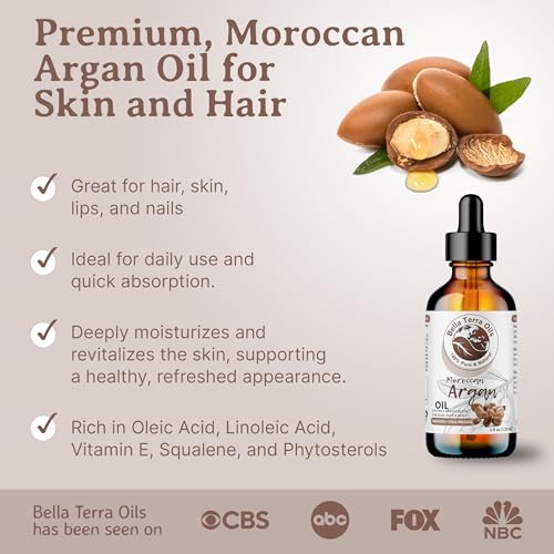 Bella Terra Argan Oil 8 Fl Oz - Pure Moroccan Hair & Skin Elixir