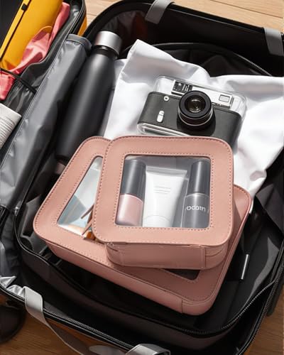 LETGO Pink Clear Makeup Bag Set - Waterproof Travel Cosmetic Bags (Standard + Mini)