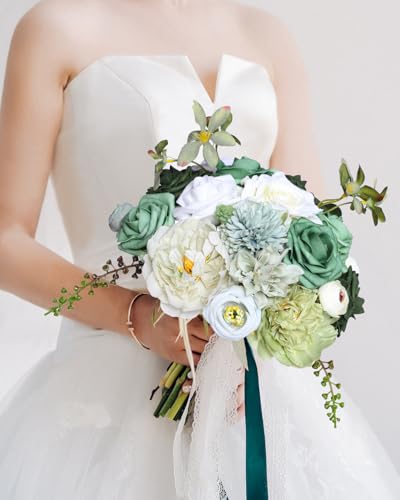 Kisflower Forest Green Artificial Flower Combo for DIY Decor