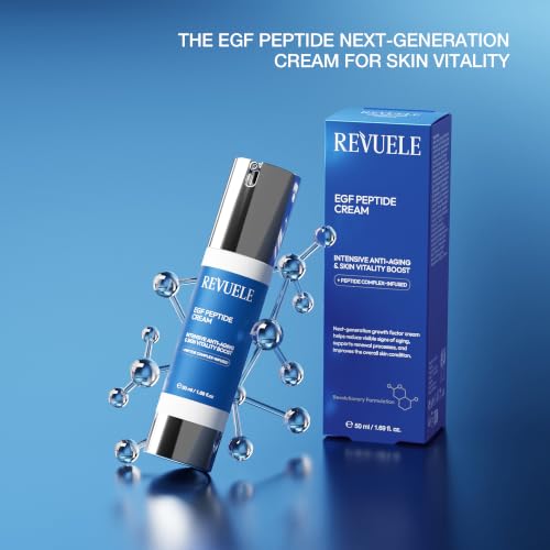 Revuele EGF Peptide Cream - Advanced Anti-Aging Moisturizer with Niacinamide & Hyaluronic Acid, 1.69 fl. oz