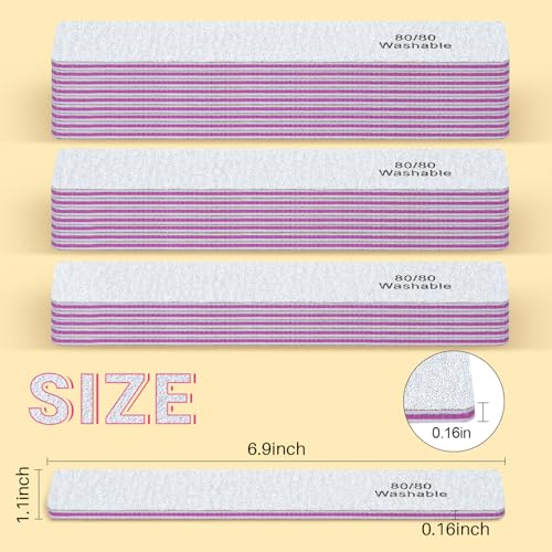 TsMADDTs 20-Piece 80/80 Grit Nail File Set Double Sided Emery Boards - White