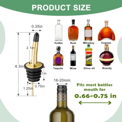 WAFJAMF 6-Pack Stainless Steel Liquor Pour Spouts with Dust Caps