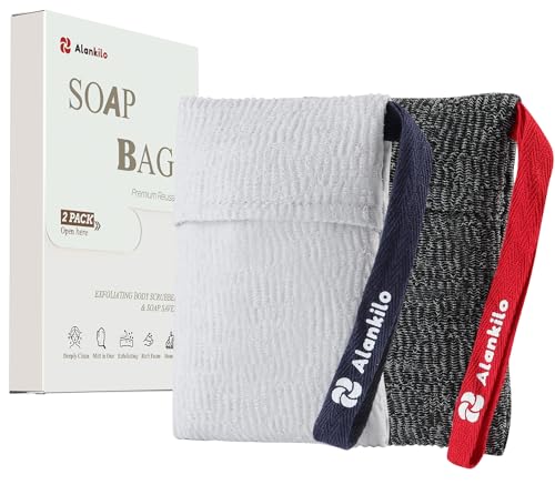 Exfoliating Soap Saver Bags - 2 Pack Gray Foaming Pouches