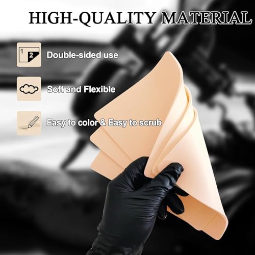Anghie 10PCS Tattoo Practice Skin 7.4 x 5.6'' 3mm Thick Double-Sided Fake Skin for Artists & Beginners