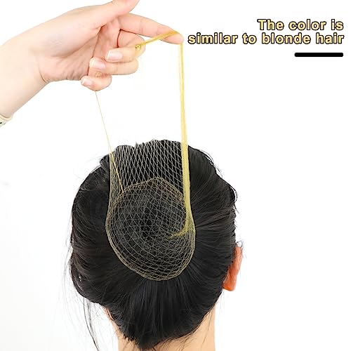 Blonde Ballet Bun Hair Net Set - 20 Elastic Mesh Nets & Pins