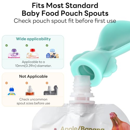 MiniMunch Baby Food Pouch Spoon Attachments - 5 Pack Silicone Toppers