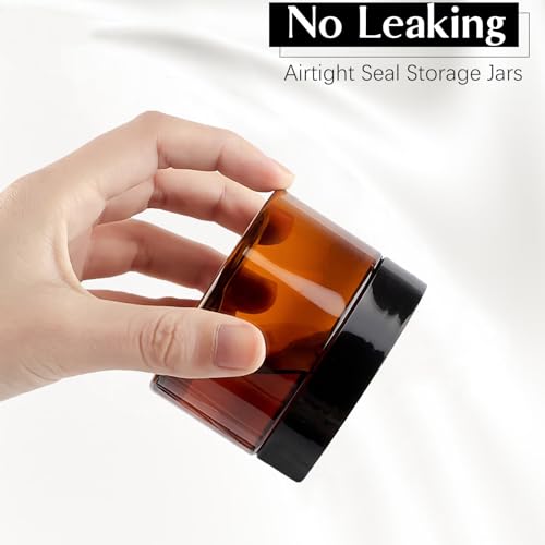 4oz Amber Plastic Cosmetic Jars - 12 Pack Leak Proof Containers