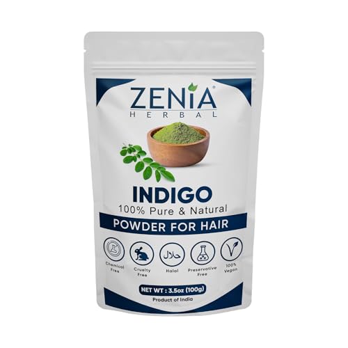 Zenia Indigo Powder 100g - Natural Hair & Beard Dye Indigofera Tinctoria