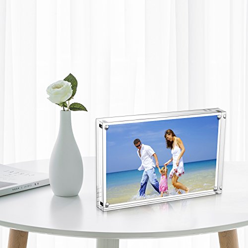 AMEITECH 3.5x5'' Double-Sided Acrylic Photo Frame - Magnetic Desktop Display
