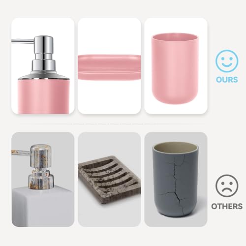 Pink Bathroom Accessory Set - 4 Piece Plastic Essentials