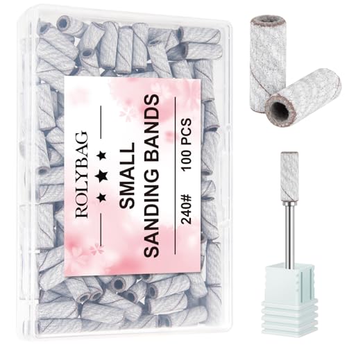 Rolybag 100pcs Zebra Sanding Bands for Nail Drill 240 Grit