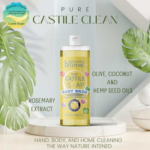 Brittanie’s Pure Castile Liquid Baby Soap 32 oz Pack of 2 - Gentle, Natural, Vegan