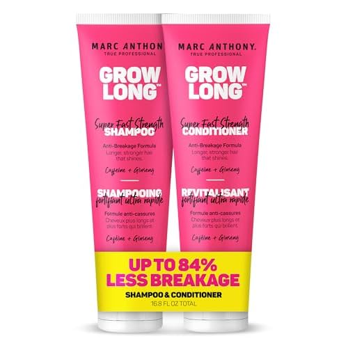 Marc Anthony Shampoo and Conditioner Gift Set, Grow Long Biotin - Anti-Frizz Deep Conditioner For Split Ends & Breakage - Vitamin E, Caffeine & Ginseng for Curly, Dry & Damaged Hair