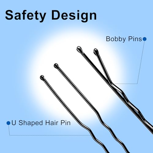 Bobby Hair Pins Kit - U Shaped Black Pins for Women, 200pcs