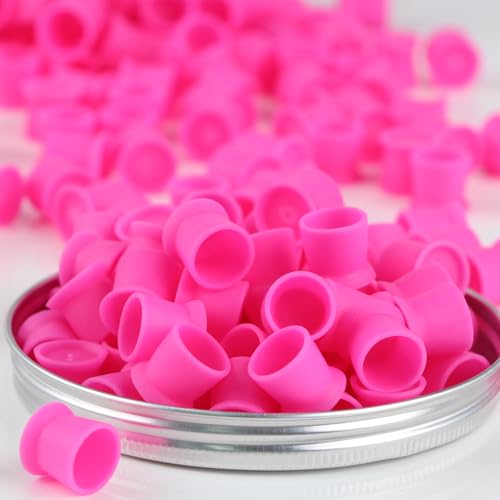 IFERO 300pcs Disposable Silicone Tattoo Ink Cups with Stable U-Base (Pink)
