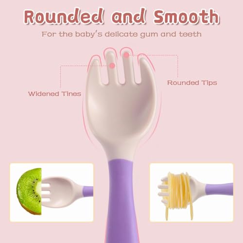 Bendable Toddler Flatware Set with Travel Case - Pink & Purple